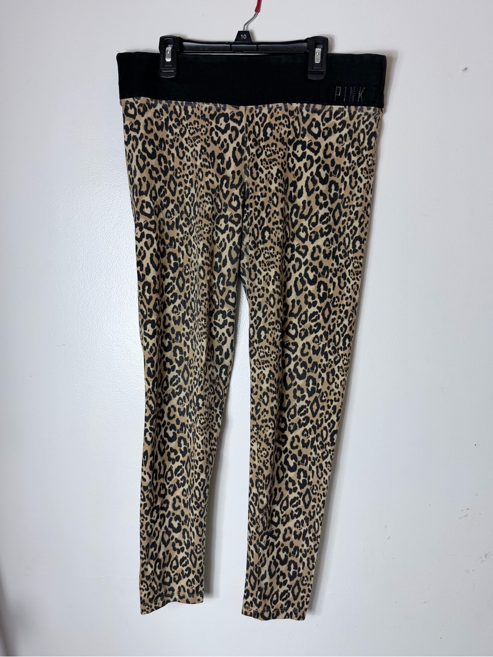 PINK Victoria's Secret Leopard Print Leggings with Black Waistband